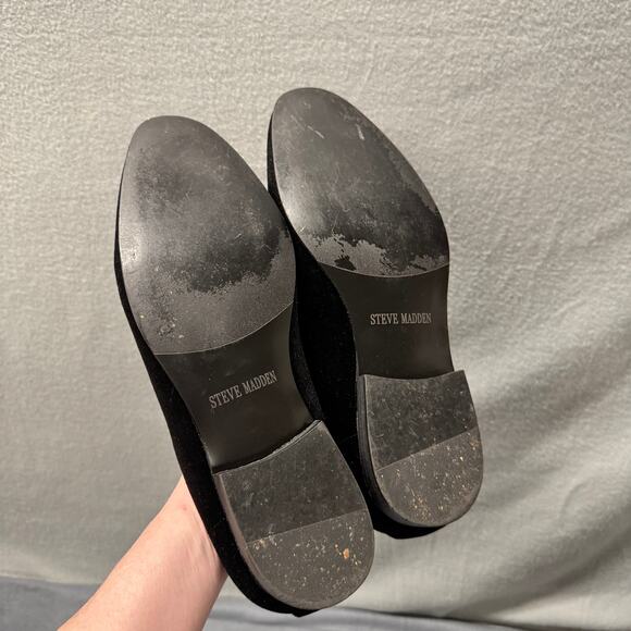 Steve Madden Loafers Mens 10.5 Laight Black Velvet Slip On Shoes Satin Lined - Picture 8 of 14